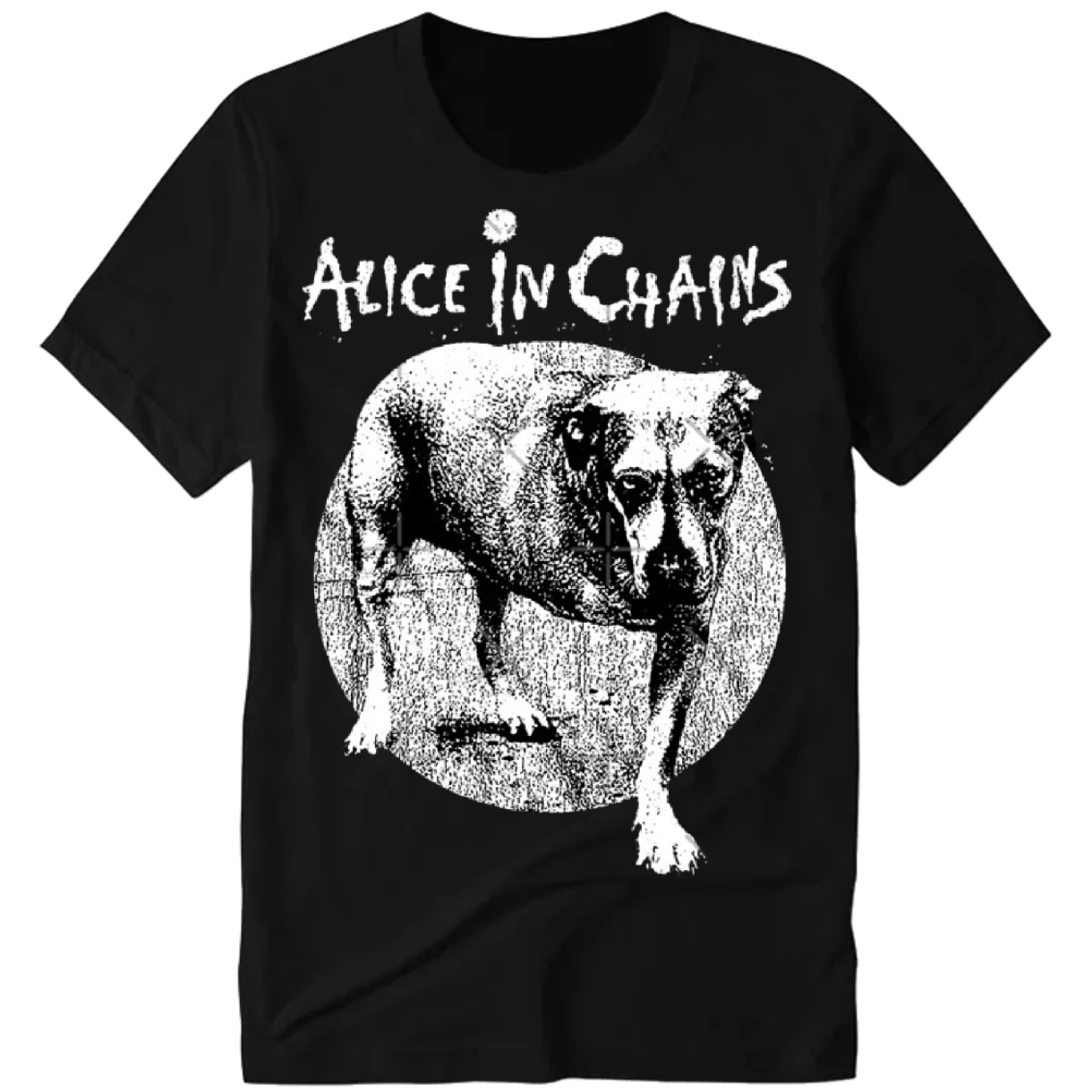 Polera de rock - Camiseta manga corta negro-Alice in Chains perro.