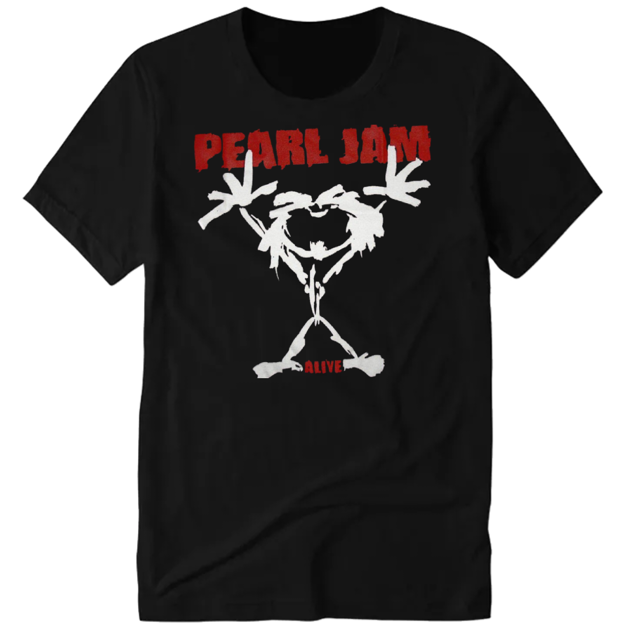 Polera de rock - Camiseta manga corta negra - niño pearl jam letras rojas.