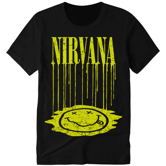 Polera de rock - Camiseta manga corta - logo nirvana amarillo